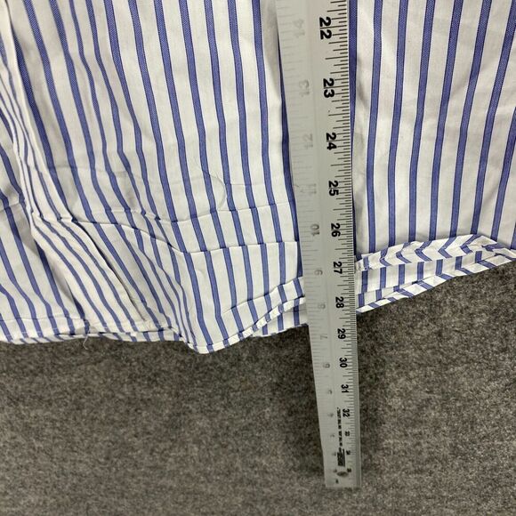 Arnold Brant Shirt Men 16 Blue Striped Button Up Collared Long Sleeve Cotton - Picture 9 of 10